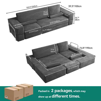 Canapé sectionnel convertible Cloud, canapé sectionnel confortable en velours côtelé, canapé confortable avec assise profonde et coussins hauts, facile à assembler