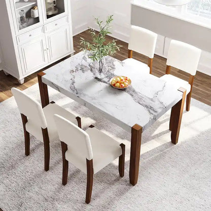 Set da pranzo moderno 5 pezzi con tavolo rettangolare e sedie