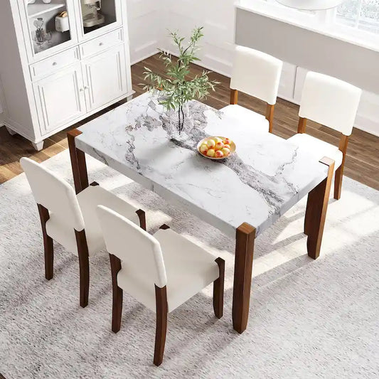 Set da pranzo moderno 5 pezzi con tavolo rettangolare e sedie