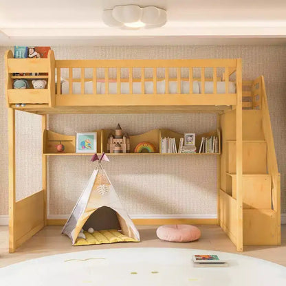 Letto a soppalco Queen Size con scaletta, armadio e scaffali - MDF, 295 kg
