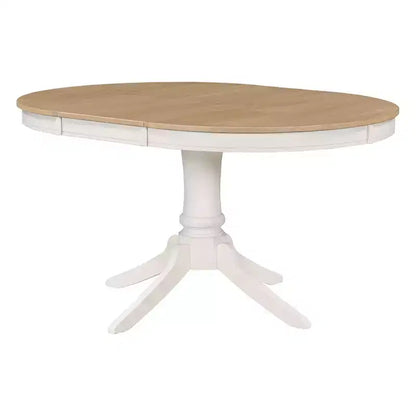 Set tavolo da pranzo rotondo allungabile per 4 persone, set da pranzo stile rustico e 4 sedie imbottite