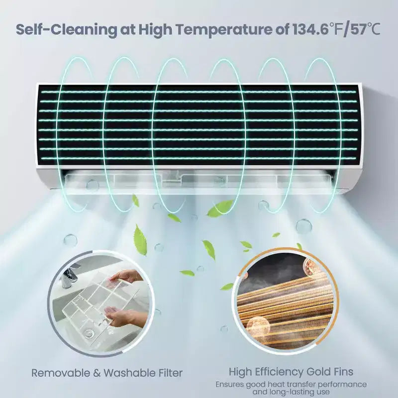 Climatiseur et Chauffage Mini Split Costway 18000 BTU 19 SEER2 Couverture 116 m²