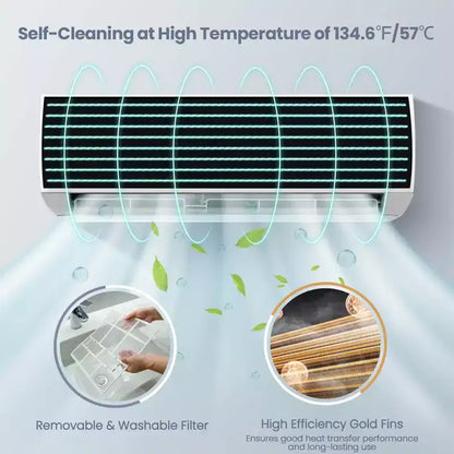 Climatiseur et Chauffage Mini Split Costway 18000 BTU 19 SEER2 Couverture 116 m²