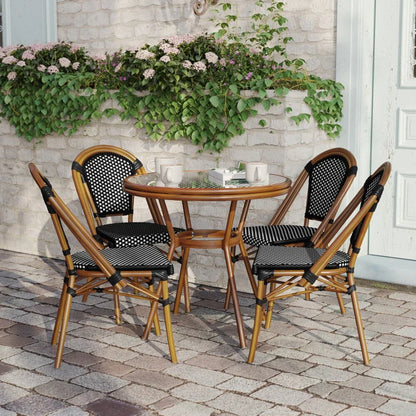 Set Bistrò Commerciale per Interni/Esterni con Tavolo e Quattro Sedie