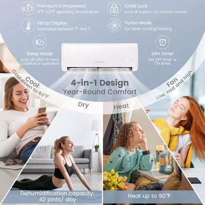 Climatiseur mobile Costway 12 000 BTU avec pompe à chaleur et télécommande