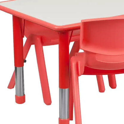Set Tavolo Attività Rettangolare Regolabile in Altezza in Plastica Emma and Oliver 23.625"W x 47.25"L con 6 Sedie