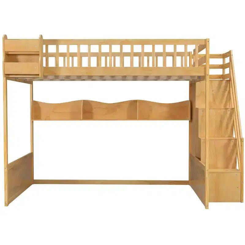 Letto a soppalco Queen Size con scaletta, armadio e scaffali - MDF, 295 kg