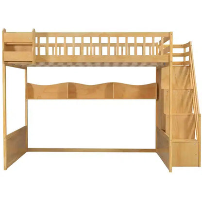 Letto a soppalco Queen Size con scaletta, armadio e scaffali - MDF, 295 kg