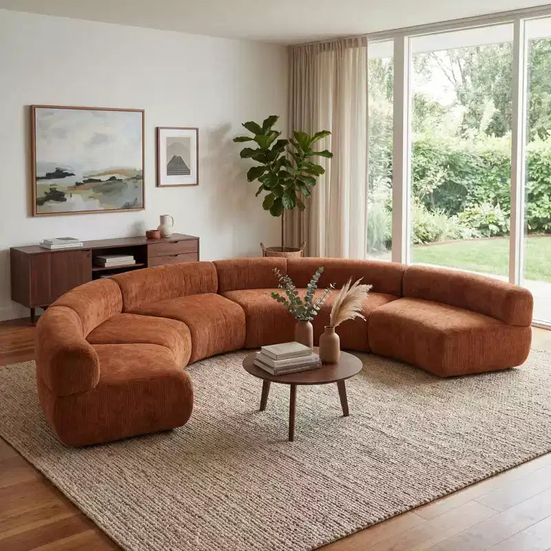 Christopher Knight Home Alan Divano Sezionale Curvo Imbottito Componibile a 5 Posti Compresso 136.84