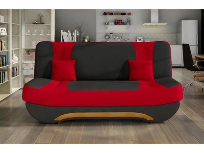 Divano letto a 3 posti con spazio contenitore - bicolore antracite / rosso - in tessuto di qualità EWIN