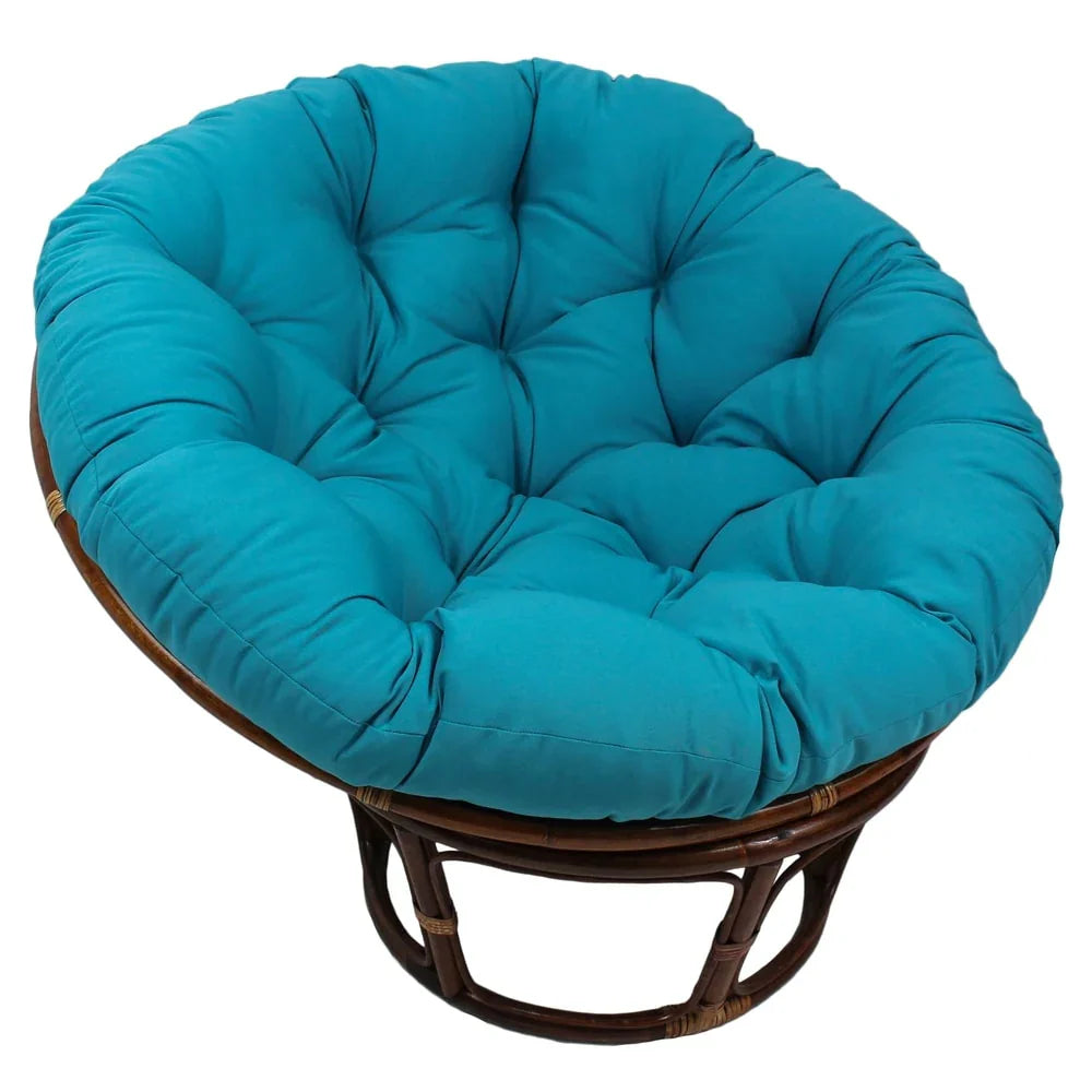 Poltrona Papasan Bali da 42 pollici in rattan con cuscino in twill
