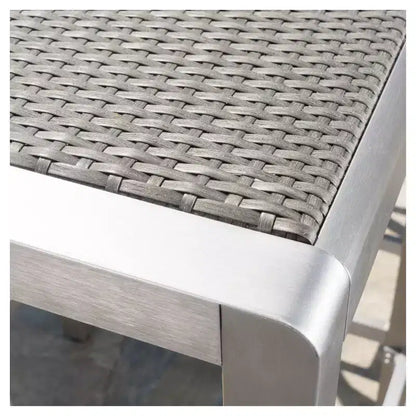 Set bar da esterno Cape Coral 5 pezzi in vimini/metallo resistente alle intemperie con 4 sgabelli - Grigio - Christopher Knight Home