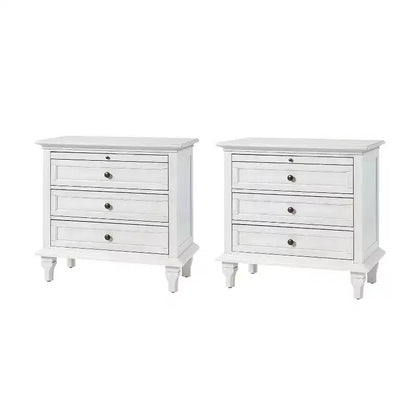 Giorgio 3 - Comodino con 3 cassetti e prese integrate, set da 2|HULALA HOME