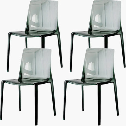 Chaise de salle à manger sans accoudoirs à dossier bas en acrylique ambre