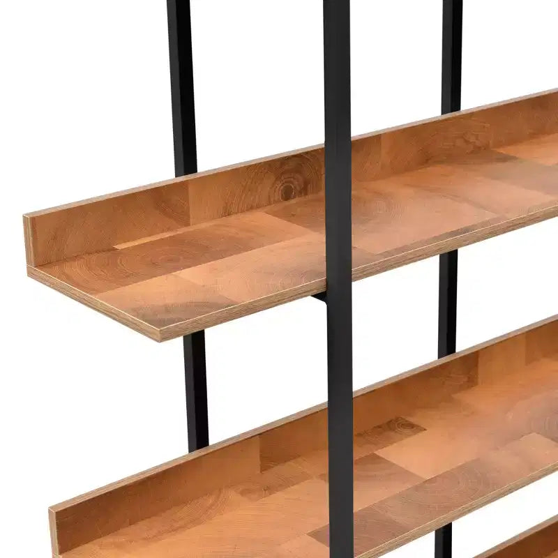 Étagère de style industriel vintage Whisen avec cadre en métal et panneau MDF, bibliothèque ouverte pour le bureau à domicile