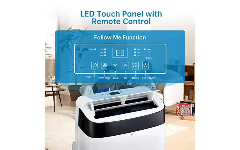 Condizionatore Portatile GustoWave da 10.000 BTU - 3-in-1 con Telecomando, Deumidificatore e Ventilatore, Rinfresca Fino a 42 m², Silenzioso, Timer 24H
