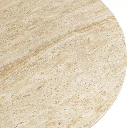 Table basse ronde Lunexa de LeisureMod, table d'appoint à piédestal en pierre de fibre pour utilisation intérieure ou extérieure, design sculpté avec patins antidérapants