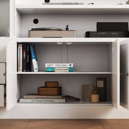 Famapy Mobile TV Bianco - Ampio Porta TV con Ante e Faretti LED per Soggiorno