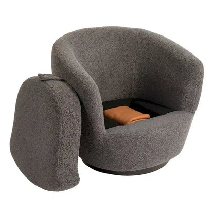 Fauteuil club pivotant rembourré avec rangement, chaise d'appoint moderne pour salon, chambre, bureau ou coin lecture