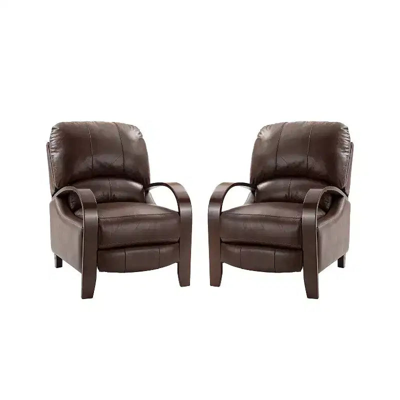 Lot de 2 fauteuils relax manuels en cuir véritable, inclinaison 159°