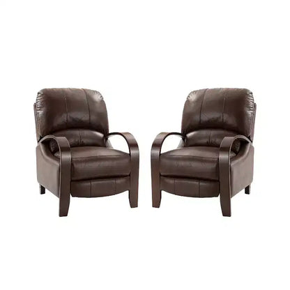 Lot de 2 fauteuils relax manuels en cuir véritable, inclinaison 159°