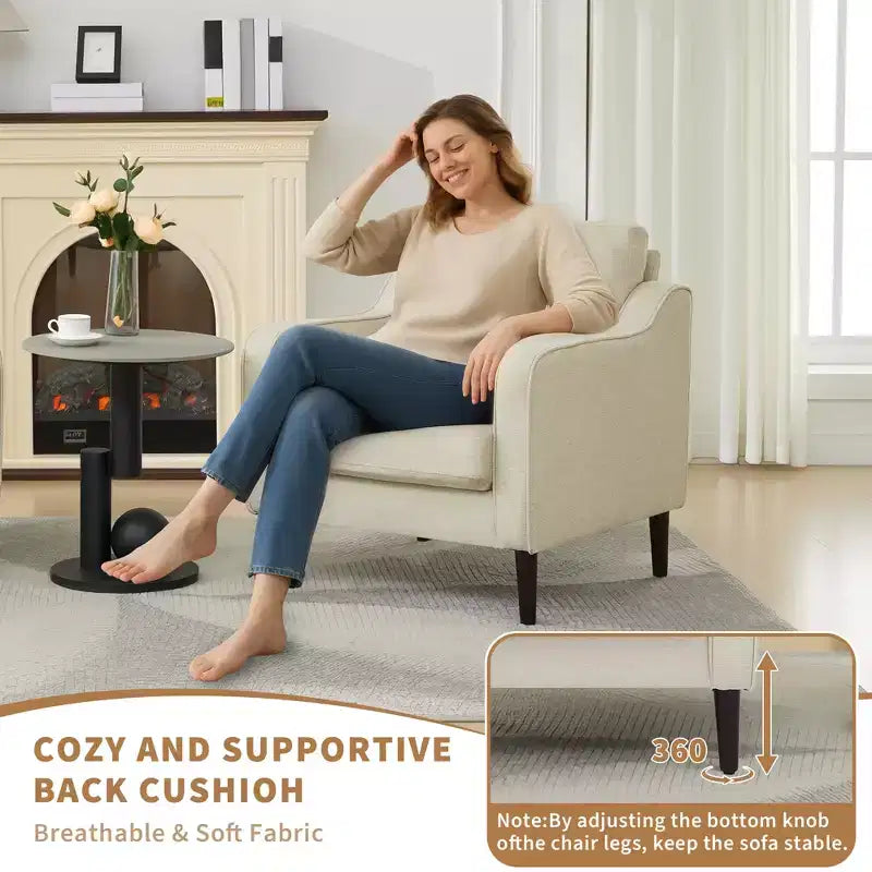 Poltrona accent mid-century, sedie moderne e comode per soggiorno, poltrona imbottita, sedia laterale comoda, per camera da letto e soggiorno