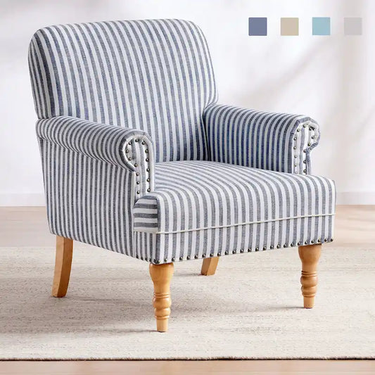 Fauteuil d'appoint rembourré en lin avec pieds pour salon