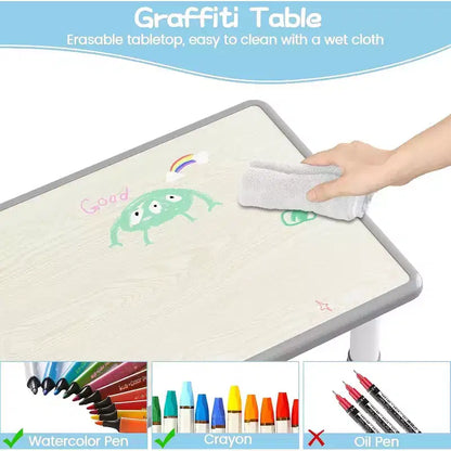 Table et 6 Chaises pour Enfants - Table d'Activités et de Repas à Hauteur Réglable pour Tout-Petits de 3 à 10 Ans, 136 kg
