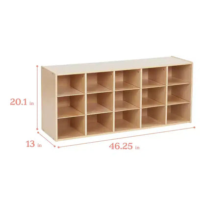 Meuble de rangement 15 bacs ECR4Kids Streamline avec 15 bacs à façade incurvée, 3x5, mobilier pour enfants