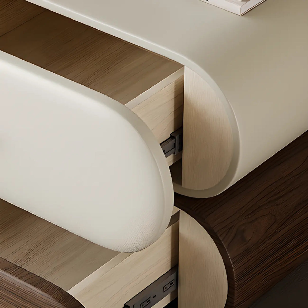 Comodino moderno bicolore con cassetti contenitori