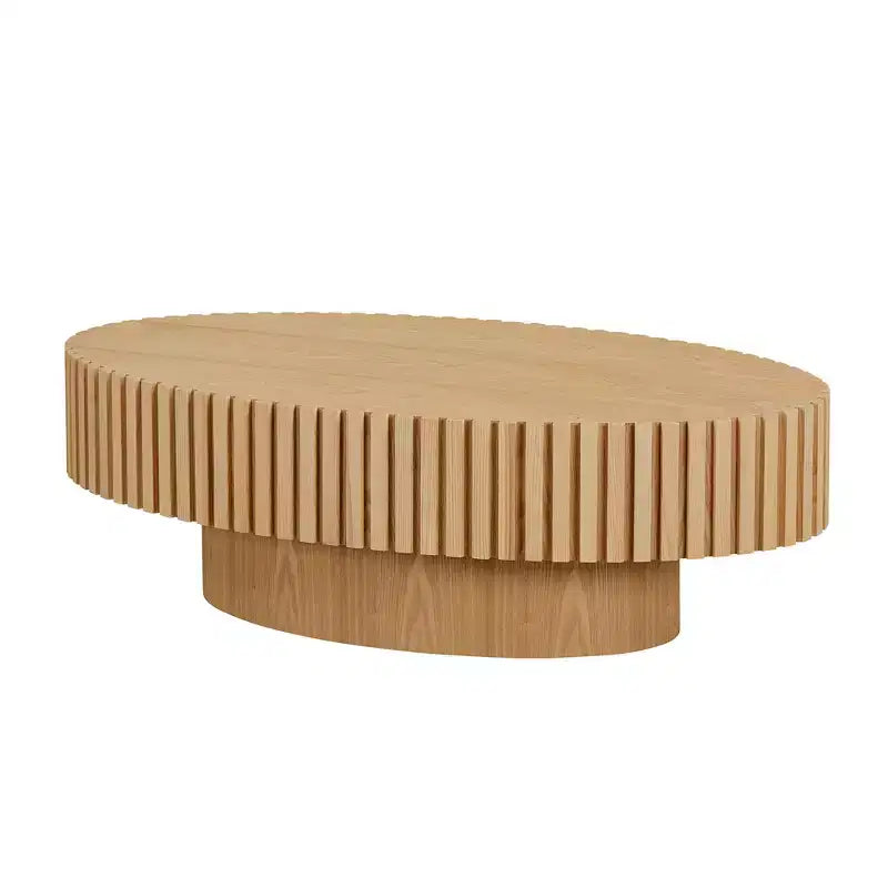 Tavolino da caffè ovale/quadrato, tavolino centrale scanalato minimalista, tavolino d'appoggio, frassino naturale/noce/nero opaco-ModernLuxe