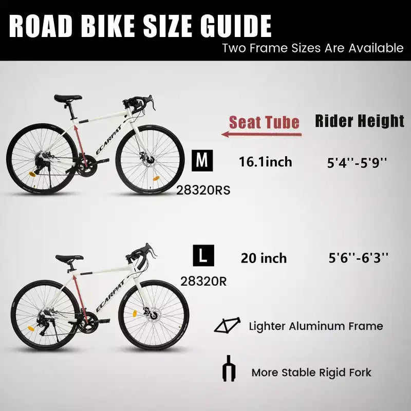 Vélo de Route Whisen, Cadre en Aluminium Léger, Freins à Disque, 16 Vitesses, Accélération Rapide, Adapté aux Hommes et aux Femmes
