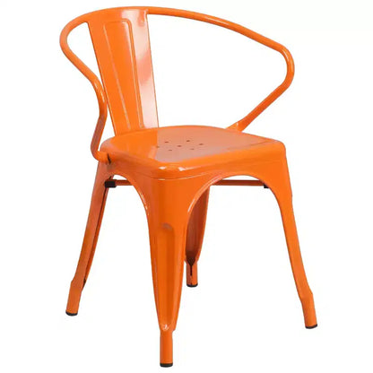 Ensemble table rectangulaire en métal qualité commerciale Emma et Oliver avec 6 chaises avec accoudoirs, pour l'intérieur et l'extérieur