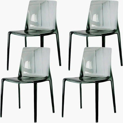 Chaise de salle à manger sans accoudoirs à dossier bas en acrylique ambre