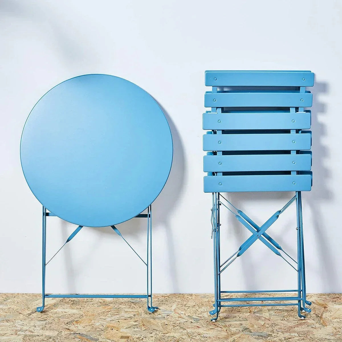 Ensemble bistrot pliant en métal 3 pièces, salon de conversation intérieur/extérieur résistant aux intempéries pour patio, cour, jardin