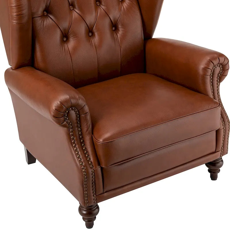 Fauteuil Alex Classic Wingback en cuir avec clous décoratifs (lot de 2) par HULALA HOME