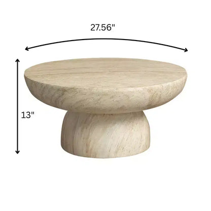 Table basse ronde Lunexa de LeisureMod, table d'appoint à piédestal en pierre de fibre pour utilisation intérieure ou extérieure, design sculpté avec patins antidérapants