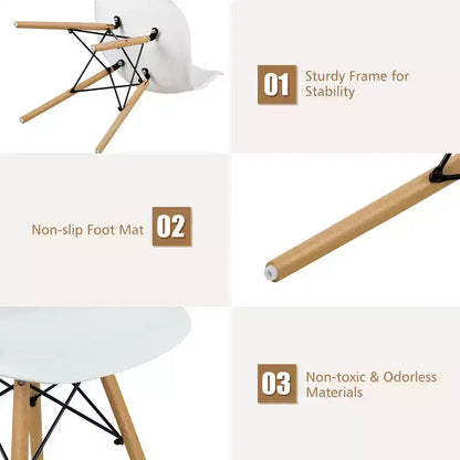 Costway Set di 4 Sedie da Pranzo Moderne Senza Braccioli per Casa e Ufficio con Gambe in Legno Bianco/Nero/Blu