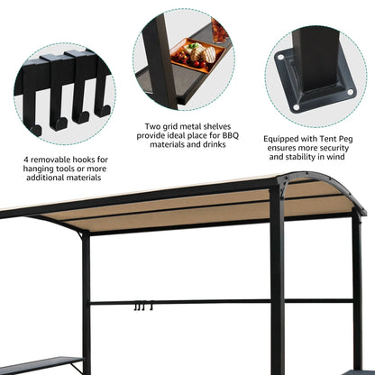 Abri barbecue en acier avec auvent, 1,5 x 2,4 m