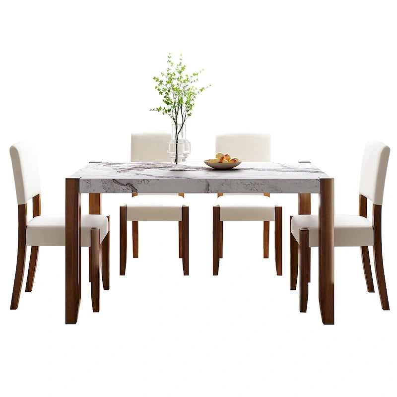 Set da pranzo moderno 5 pezzi con tavolo rettangolare e sedie