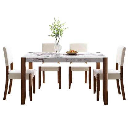 Set da pranzo moderno 5 pezzi con tavolo rettangolare e sedie