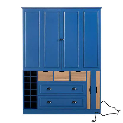 Garde-manger de cuisine autoportant Whisen de 180 cm de haut, grand buffet de salle à manger avec 4 portes pliantes, étagères, porte-bouteilles
