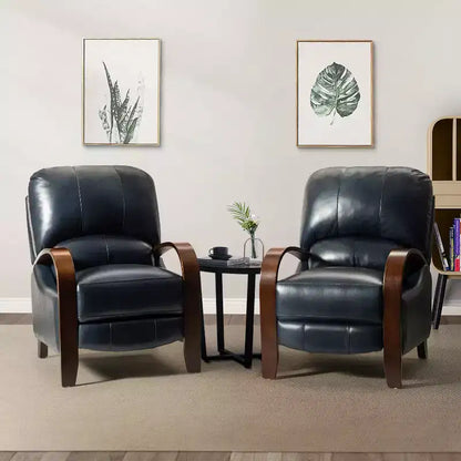 Lot de 2 fauteuils relax manuels en cuir véritable, inclinaison 159°