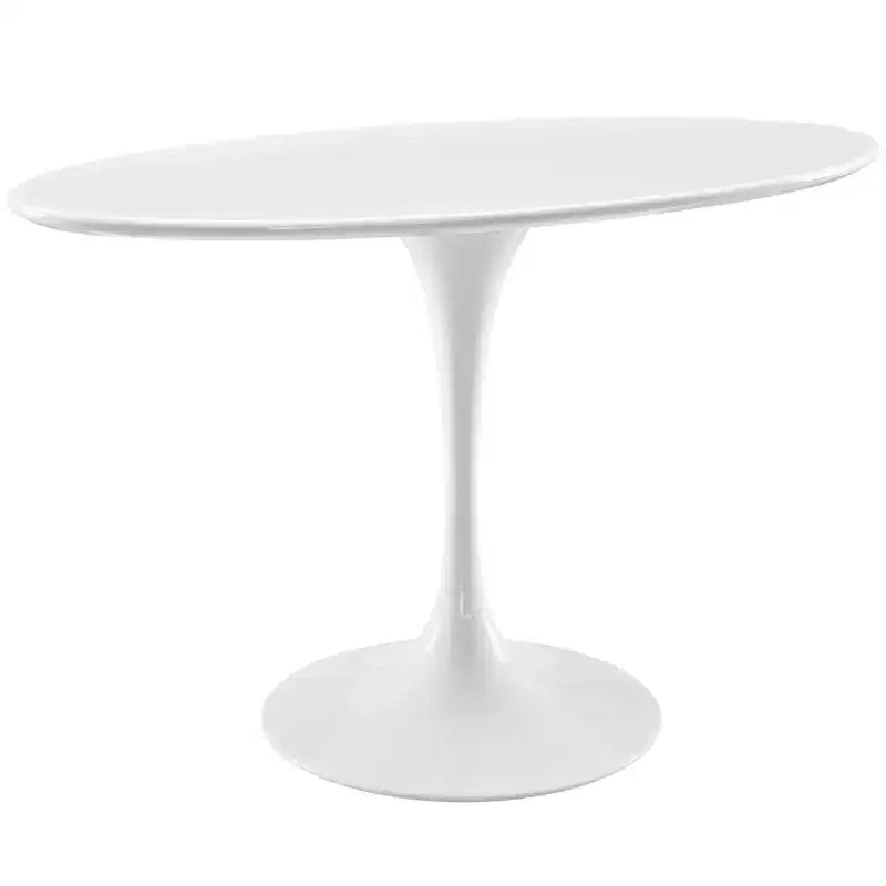 Tavolo da pranzo ovale con piano in legno 48 Lippa bianco - Modway: Elegante arredo cucina moderno, per 4 persone