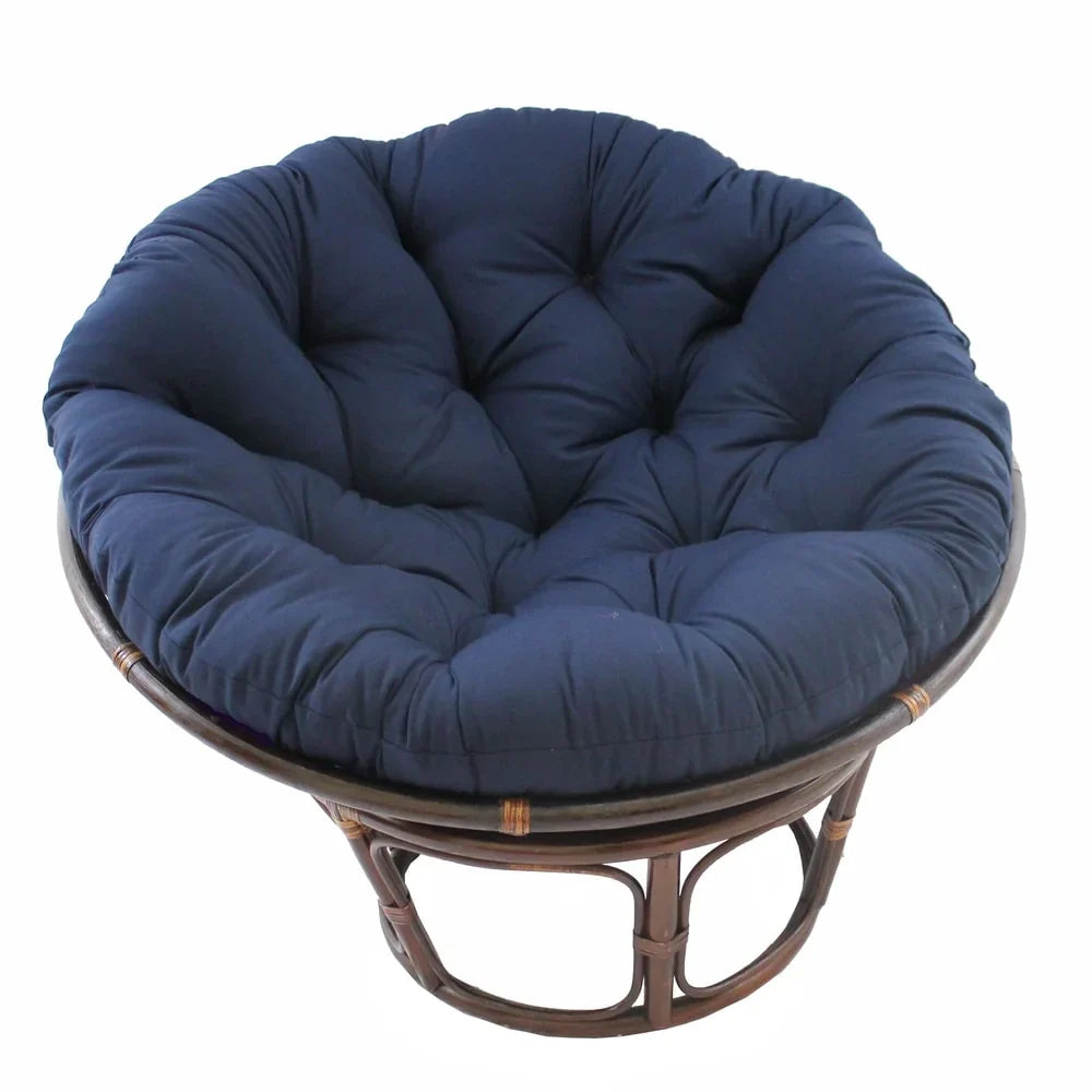 Poltrona Papasan Bali da 42 pollici in rattan con cuscino in twill