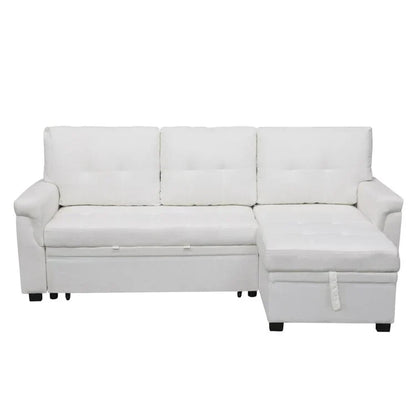 Divano componibile convertibile reversibile con letto estraibile, chaise longue con contenitore nascosto e gambe durevoli