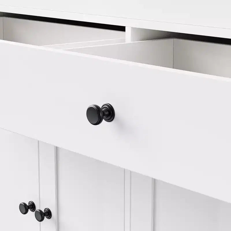 Isola da Cucina da 189 cm con Tavolo da Pranzo Estensibile, Carrello con 4 Armadietti, 2 Cassetti, Porta Spezie, Ripiani Regolabili