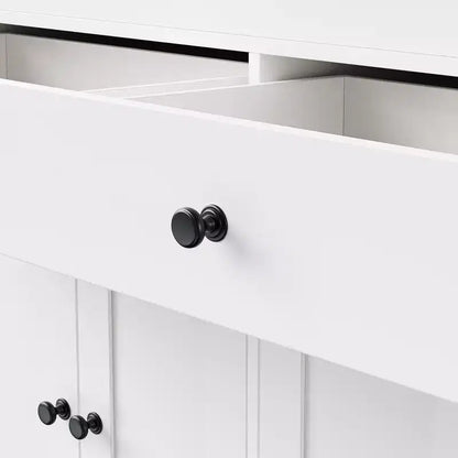 Isola da Cucina da 189 cm con Tavolo da Pranzo Estensibile, Carrello con 4 Armadietti, 2 Cassetti, Porta Spezie, Ripiani Regolabili