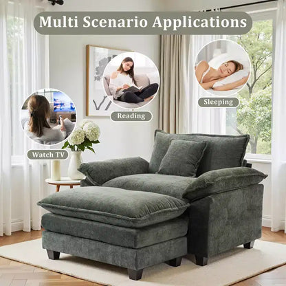 Poltrona a sacco oversize in ciniglia EHMKNP con pouf
