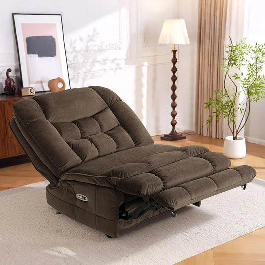 MCombo Poltrona Reclinabile Basculante Elettrica Oversize senza Braccioli con Doppio Motore, Reclinabile Zeroarms Perfetta per Soggiorno in Tessuto PR607